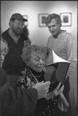 Ruth Bernhardwith Terry Toedtemeier, Prudence Roberts, and Steve Josefsberg during Portland opening, 1997
