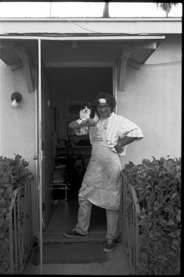 Tony Friedkin, Photographer, with his cat GOD, Santa Monica, 1992